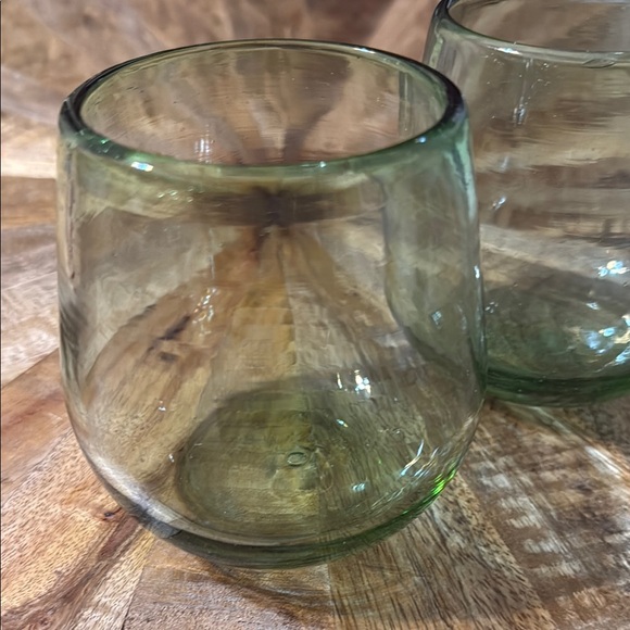 Green Handblown Glass Tumblers - Picture 3 of 9
